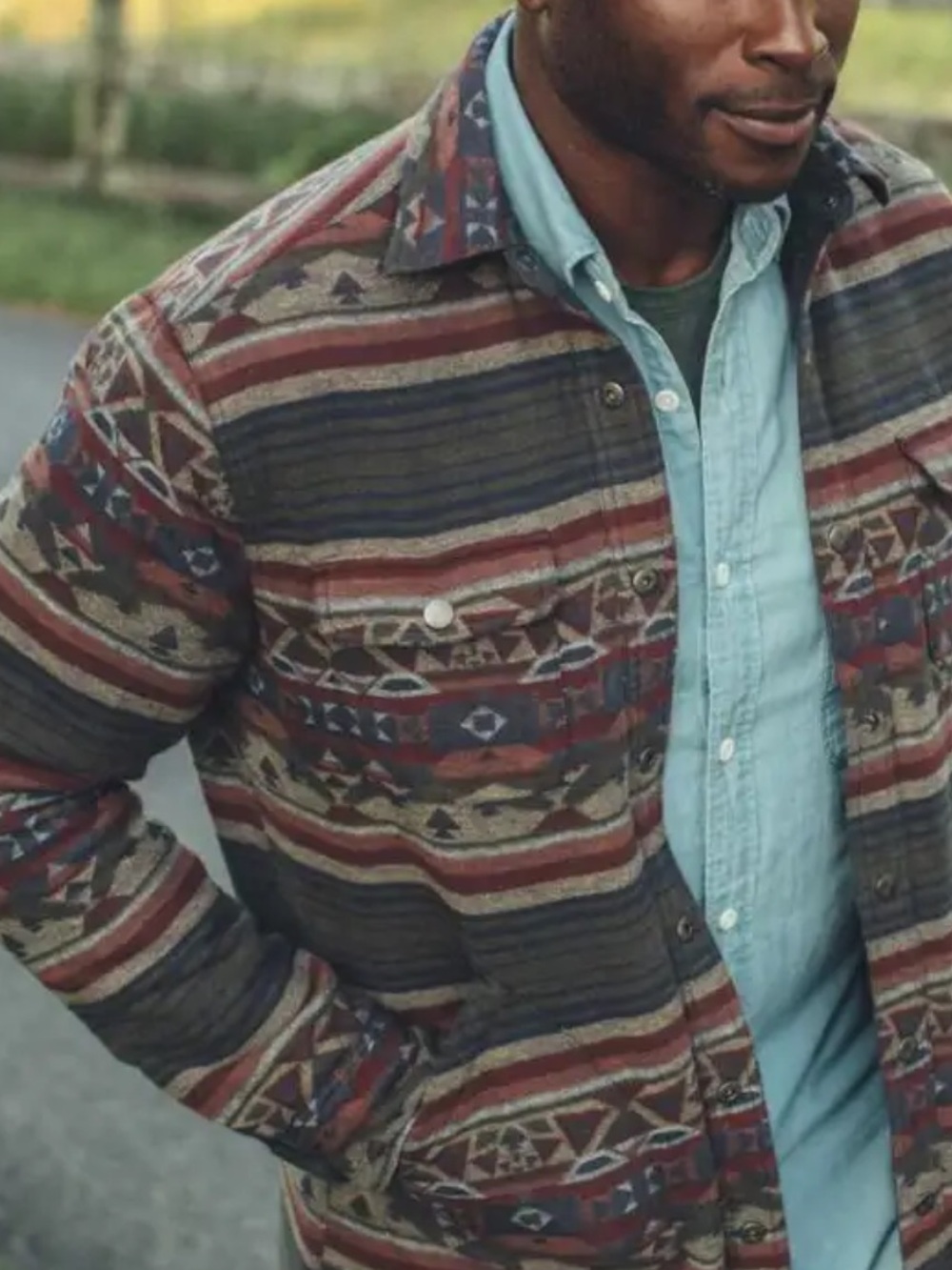 Faherty Unisex Aztec-inspired geometric print Patterned Jacket